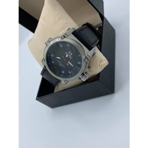 Simple Leather Men's Casual Wrist Watch - Black