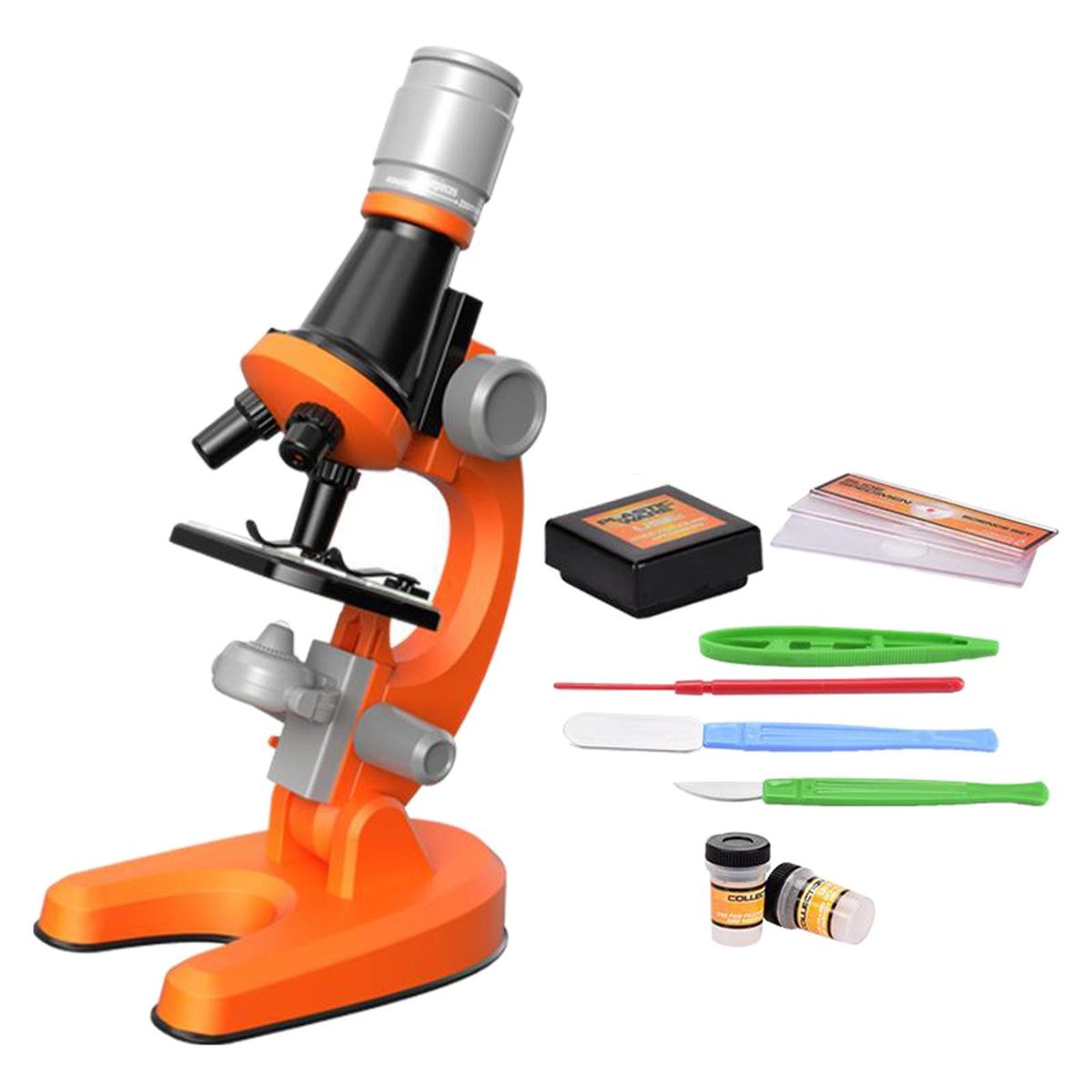40X-1200X Starter Compound Microscope Science Toy Kit For Kids Orange