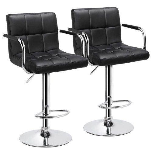 MJ6 Adjustable Swivel Bar Stool With Chrome Base - Set Of 2