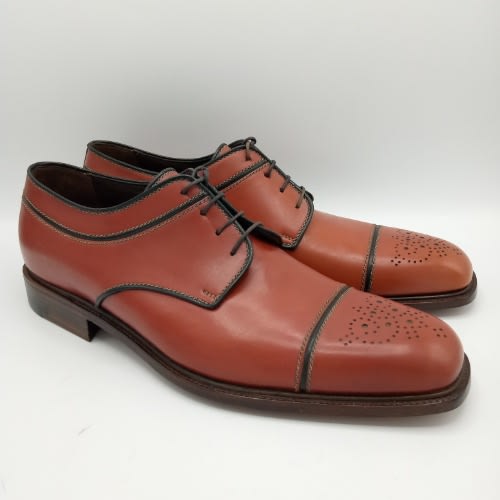A.Testoni Lace Up Leather Shoe-Burgundy