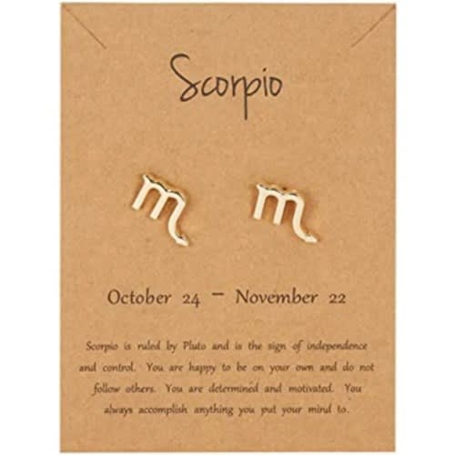 Scorpio Zodiac Sign Earring - Gold
