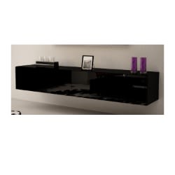 Modern High Gloss Wall Mounted Floating 71" Tv Stand, Black