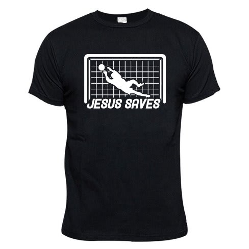 Jesus Saves Print T-Shirt -Black