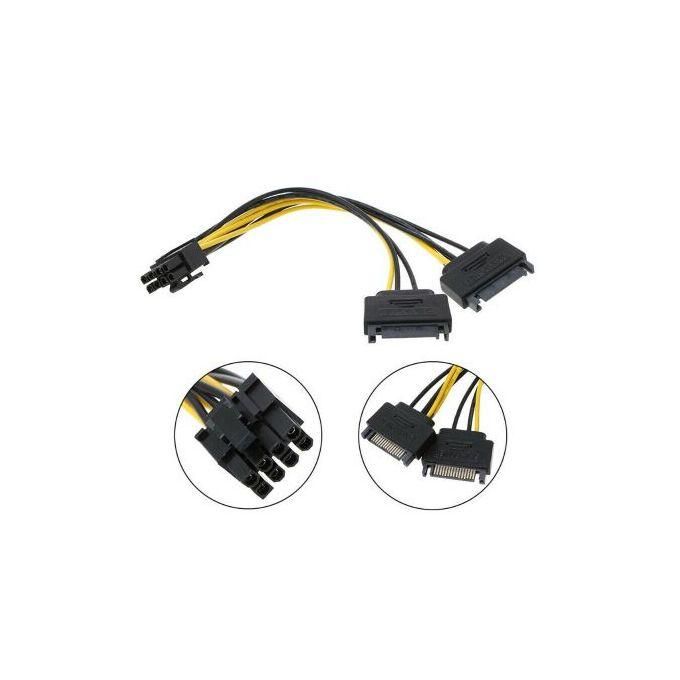 Dual SATA To PCI-E Power Cable 15Pin SATA To 8 Pin / 6 Pin Video Card Power Wire