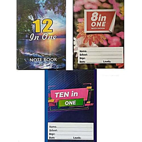 Packed Notebooks. 12 In One + 10 In One + 8 In One. Set Of 3 Notebooks