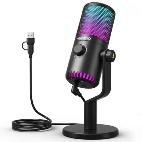 USB Gaming Microphone For PC Programmable Condenser Mic With Rgb Light
