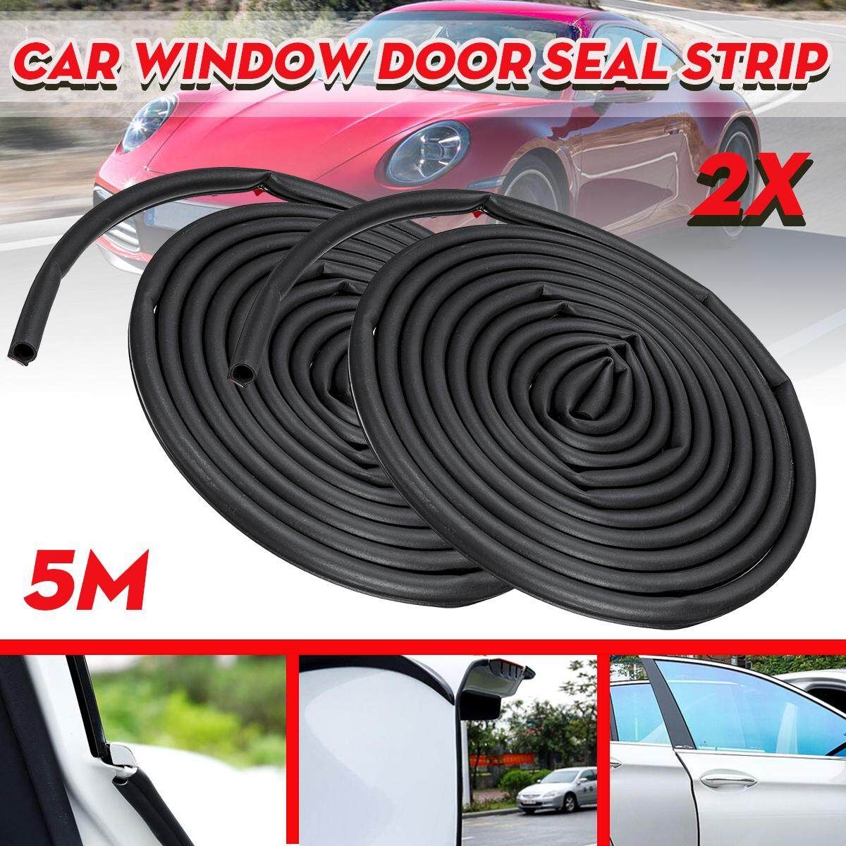 2pcs 5M Universal Car D-shape Window Door Rubber Seal Strip Hollow Weatherstrip