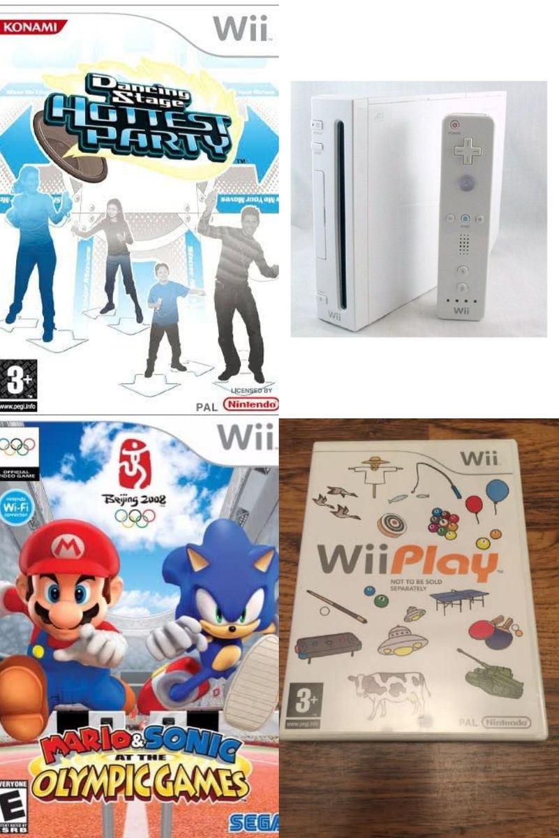 Wii Console+Wii Play+Mario & Sonic+Dancing Stage - White