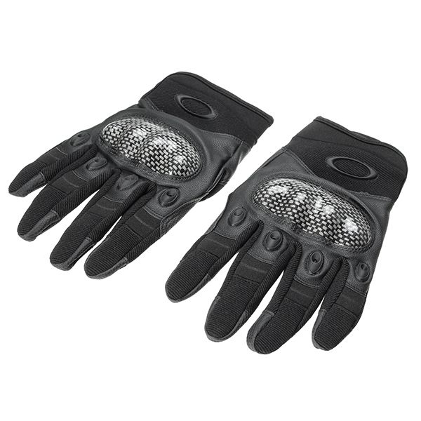 Racing Motorcycle Carbon Fiber PU Full Finger Balck L