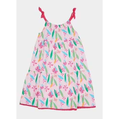 Girls Tiered Jersey Dress- Pink
