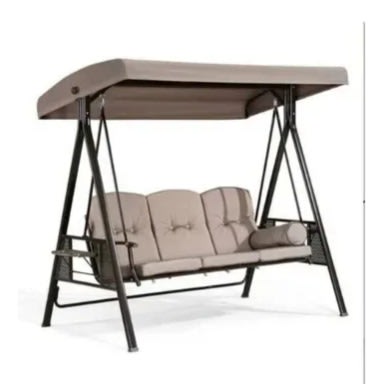 Outdoor Canopy Swing With Steel Frame - 3 Seater