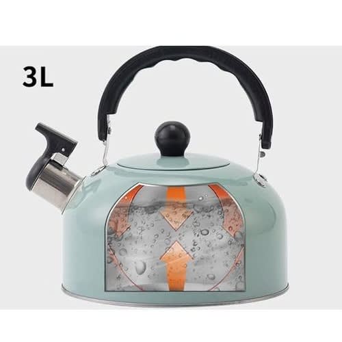 Dining/kitchen Whistening Kettle - Green Stainless Steel Boiling Kettle - 3.0L