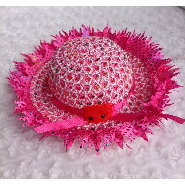 Girl's Bow Cat Face Straw & Bucket Hat - Pink