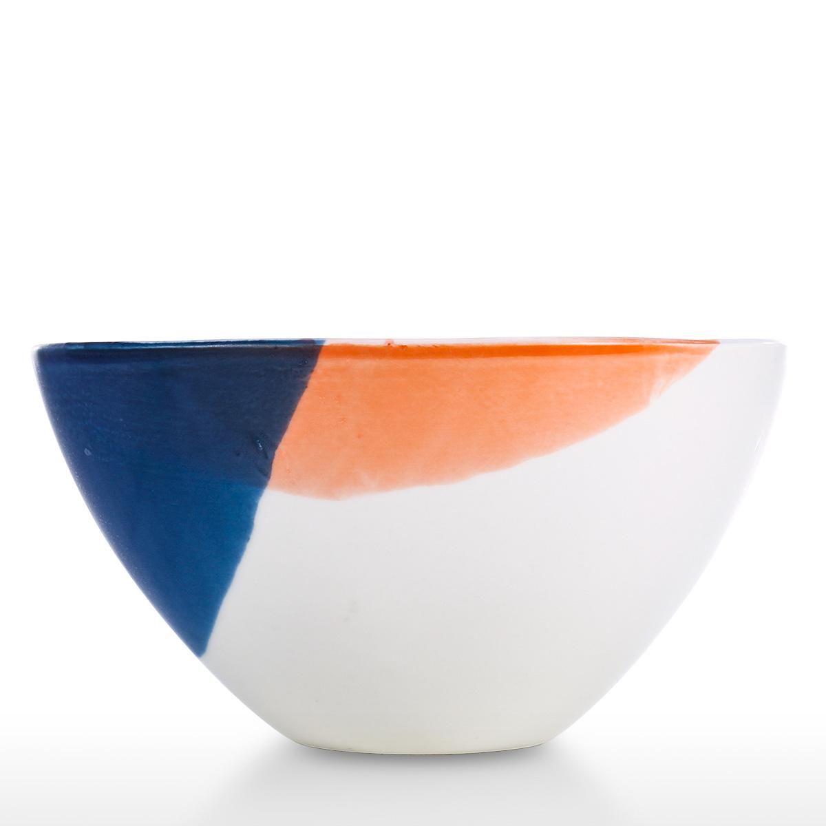 Porcelain Serving Bowl Soup Noodle Bowl Elegant White Orange Blue Elegant Home Decor
