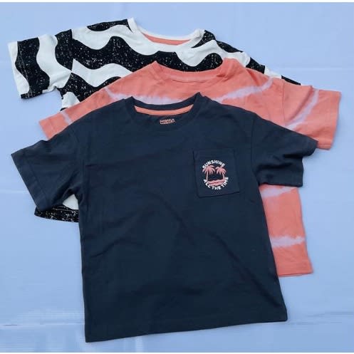 Kampala Plain & Zabra Print Girls Tees - 3pcs