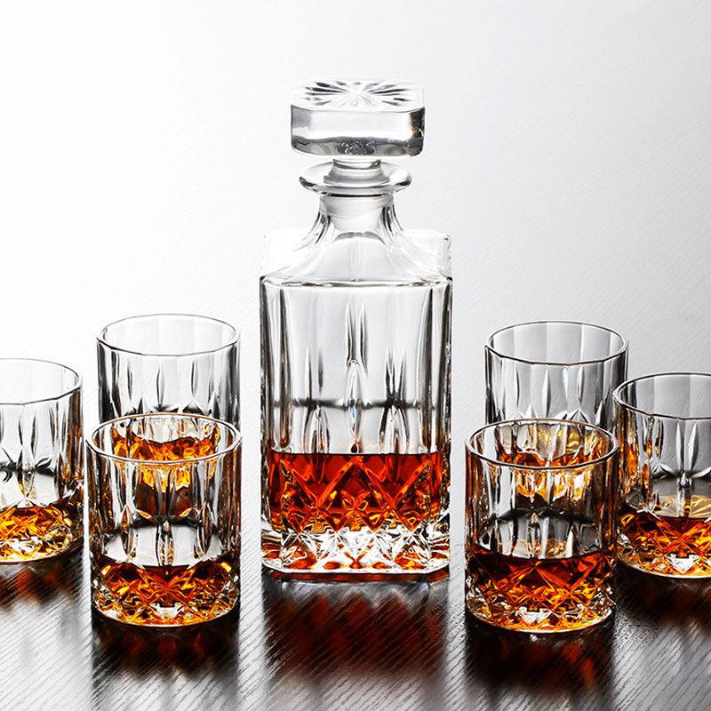 7 Pieces Whiskey  Crystal Wine Bottle Wine Cup Set