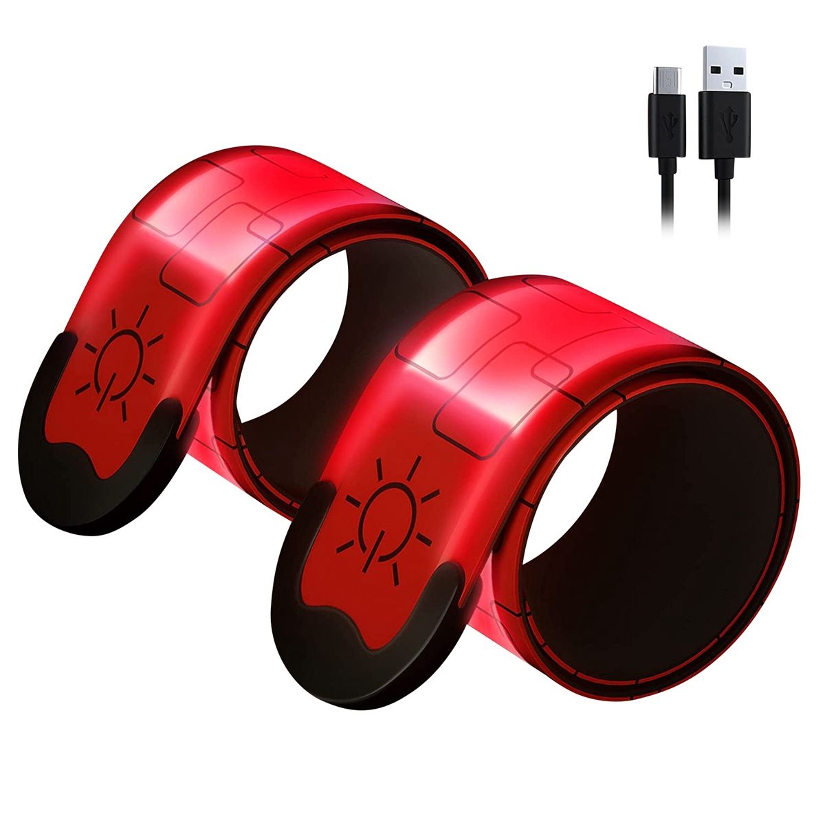 2 Pack USB Rechargeable Reflective Armbands,for