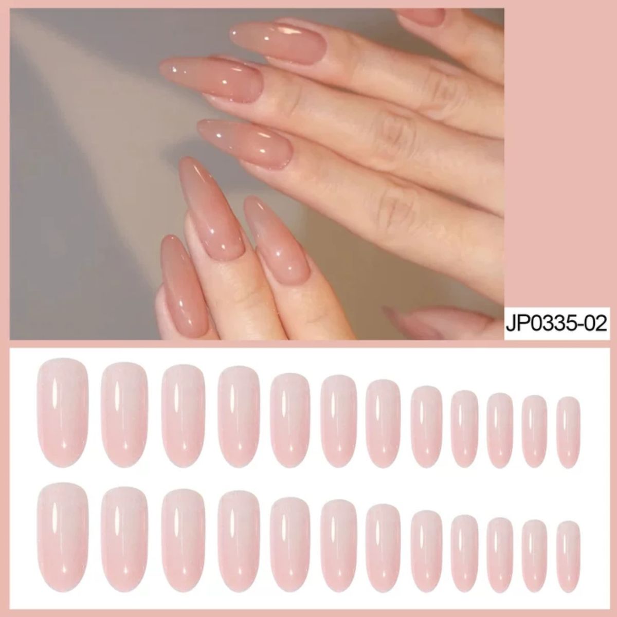 24Pcs Wearable Fake Press On Nails Pink +Free Nail Gum (JP0335-02)