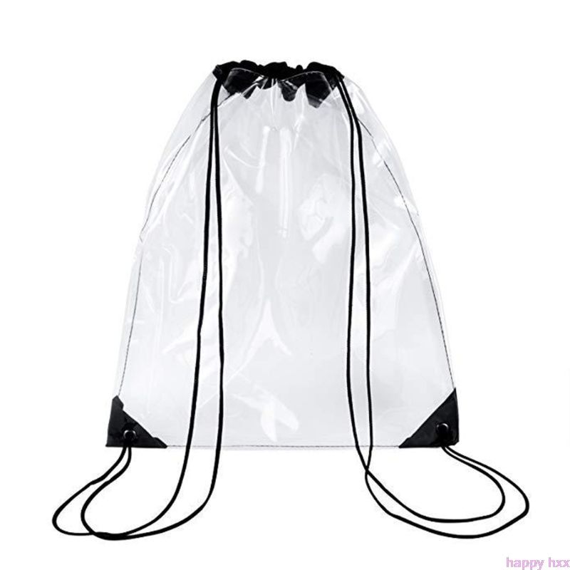 New Transparent Drawstring Backpack School Tote Gym Bag