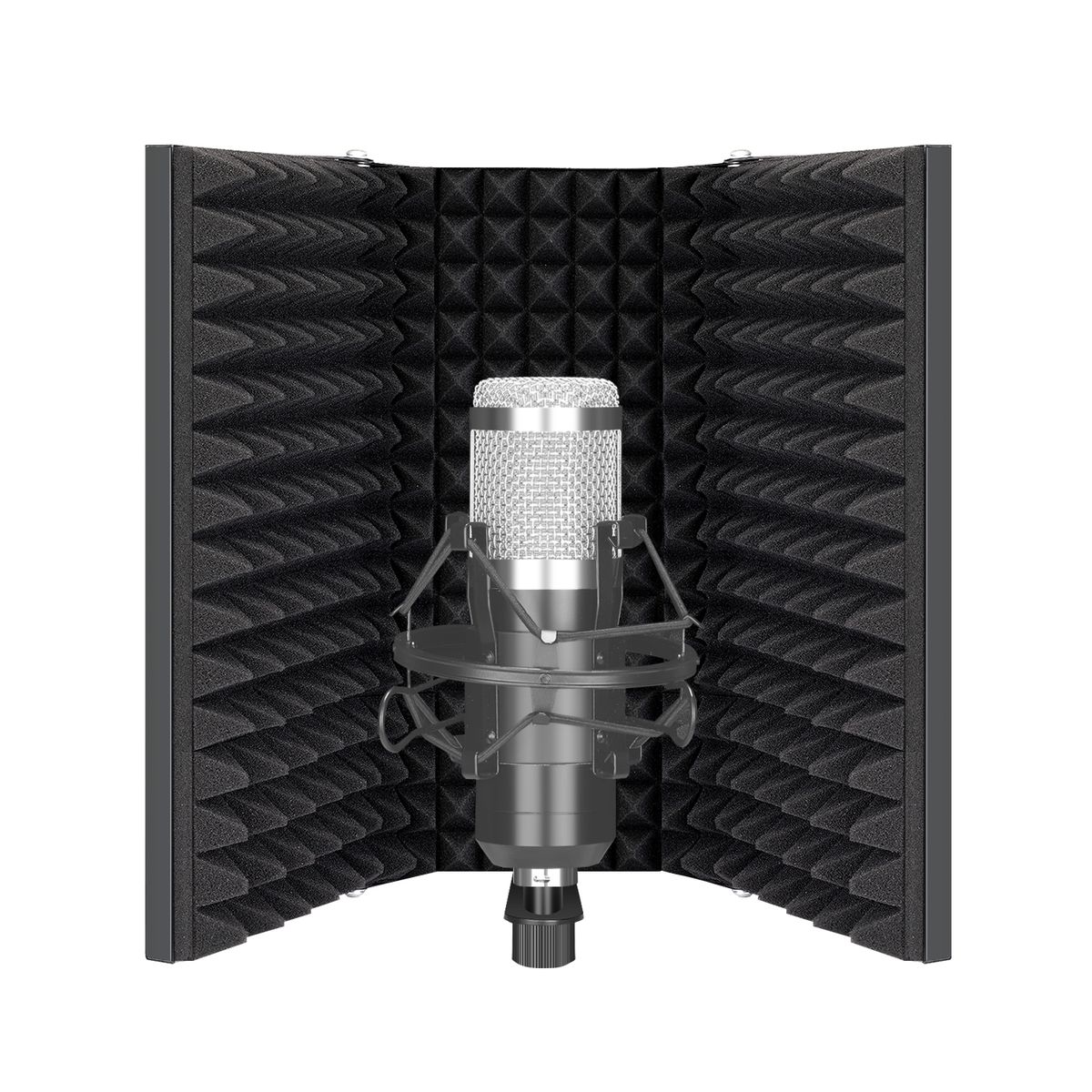 Pro Microphone Isolation Shield, 3-Panel Pop Filter, High Density Absorbent Foam Front & Vented Metal Back Plate, Compatible With Blue Yeti And Any Condenser Microphone Recording Equipment