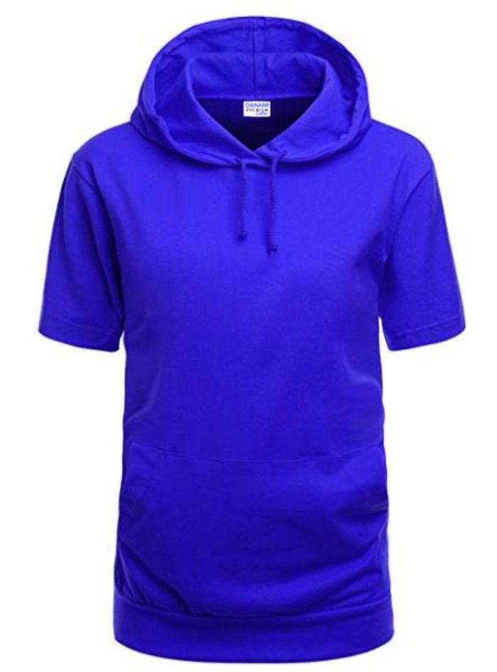 Short Sleeve Hooded T-Shirt With Pocket- Royal Blue