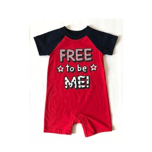 Newborn Baby Boy Americana 1 Piece Romper -free To Be Me