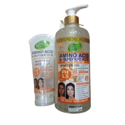 Amino Acid And Glycolic Acid Shower Bath Scrub 1000ml And Facial Wash 300ml