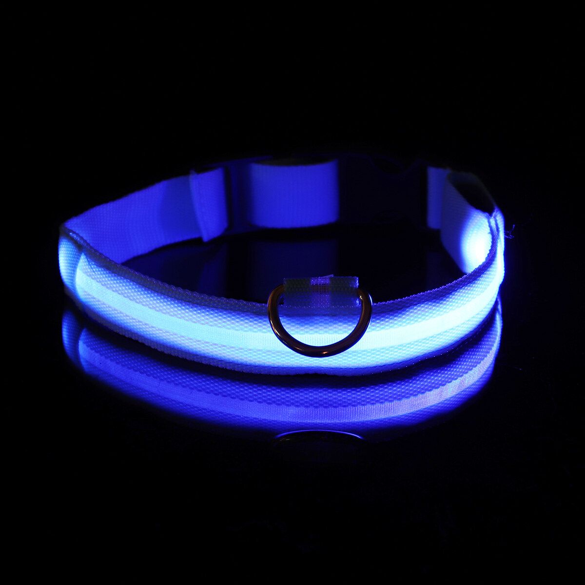 Adjustable LED Dog Pet Light Up Collar Bright Flashing Necklace Strap Safety Blue