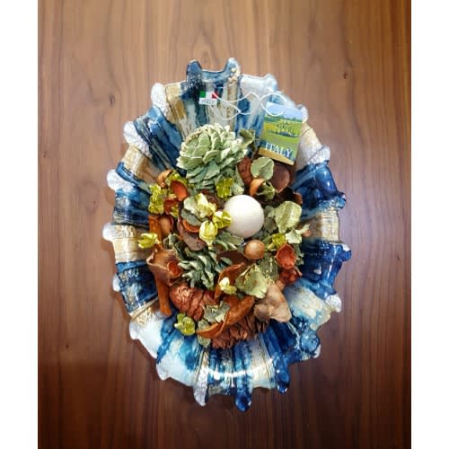 Hand Decorated Glitter Glazed Cobalt Blue And Gold Glass Bowl