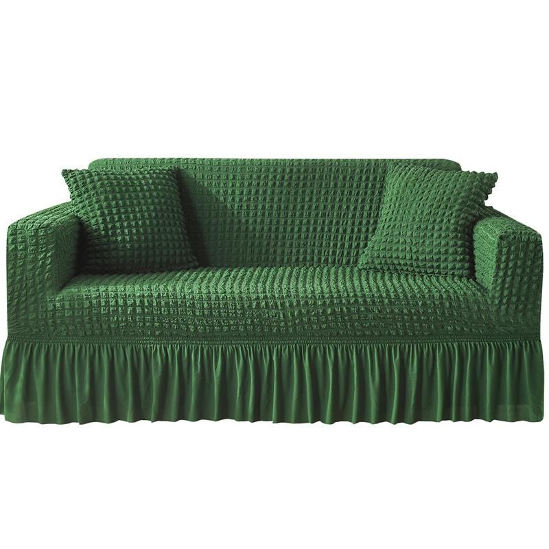 Luxury Fabric Sofa Slipcover Non-Slip All Seasons For 2 Seats-Green