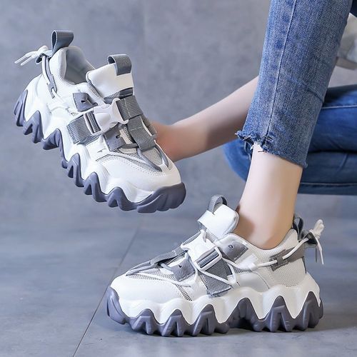 Ladies Fashion Wave Bottom Heightened Casual Sneakers