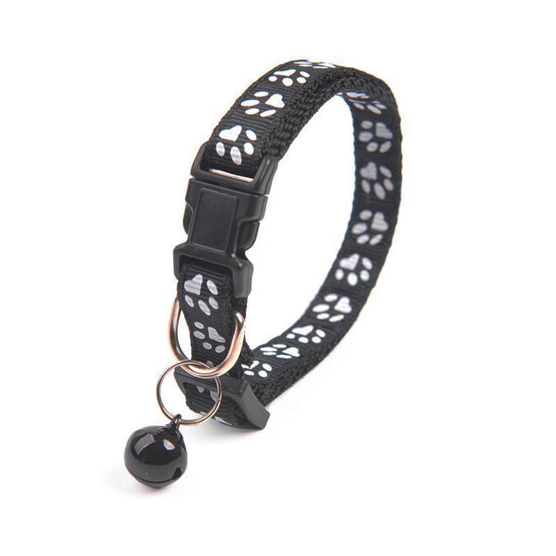 1PC Pet Collar Color Cute Bell Collar Adjustable Buckle Black