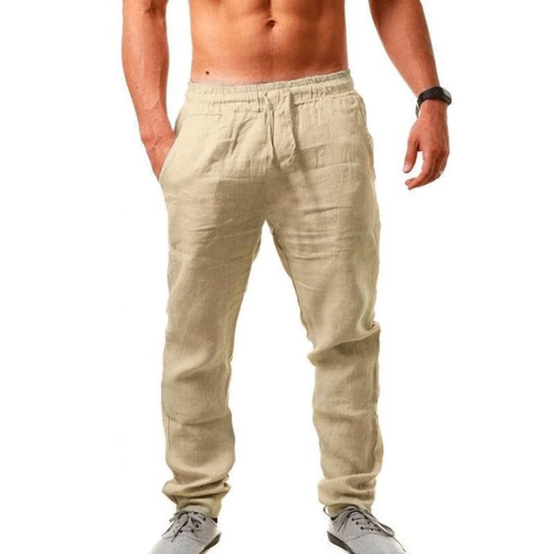 New Cotton Men's Linen Pants Breathable Summer Pants Solid Color Linen Pants Fitness Street Clothing M-3XL