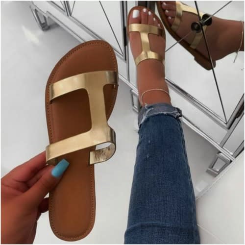 Female Gold H Slippers