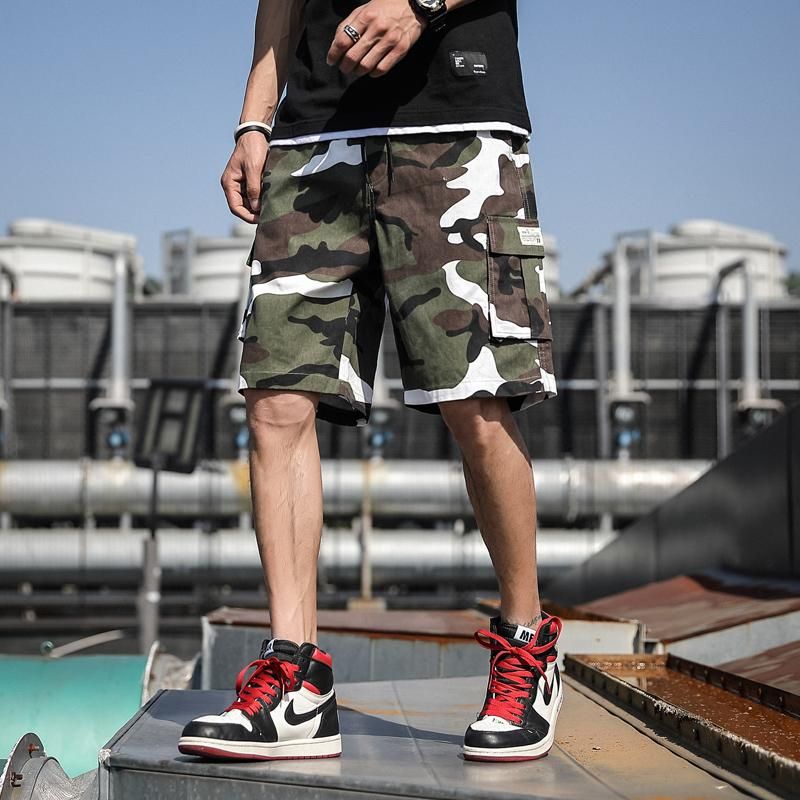 Summer Casual Joggers Baggy Men Shorts  Sweatshorts Multi-Pocket Loose Pants