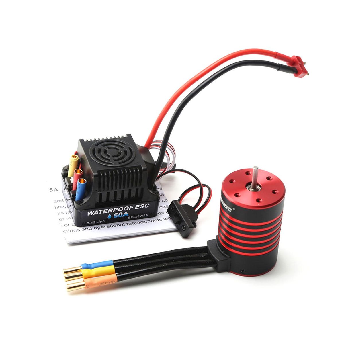 GTSKYTENRC 3650 Brushless Motor 4500KV Waterproof Motor 60A ESC T Plug for 1/10 RC Car Truck