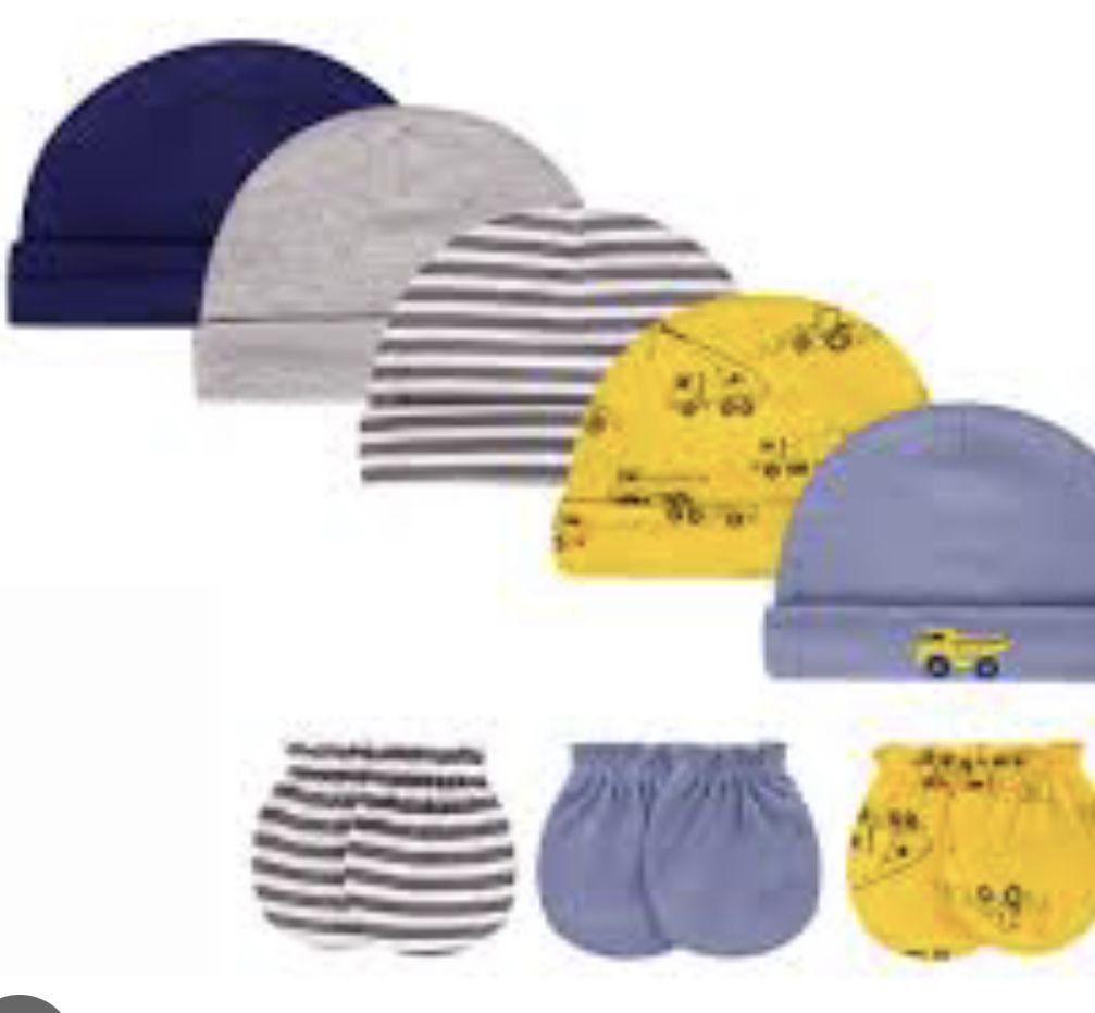 Baby Boy Caps Gift And Scratch Mitten Set Of 8
