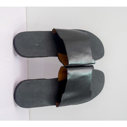 Men's Leather Cover Pam Slippers - Black