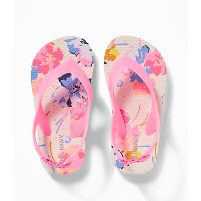 Printed Flip-flops For Toddler Girls - Floral Pink