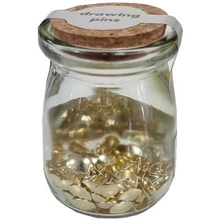 Desk Accessories Jar - Gold Drawing Pins - 200pcs