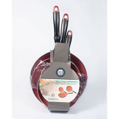 3 SETS NON STICK FRYING PANS- BLACK