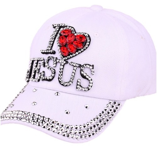 Embellished Baseball Face Cap - White