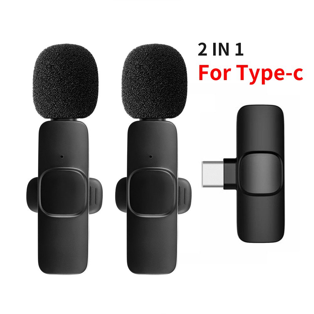 2 In 1 Wireless Lavalier Microphone Portable Audio Mic Type C
