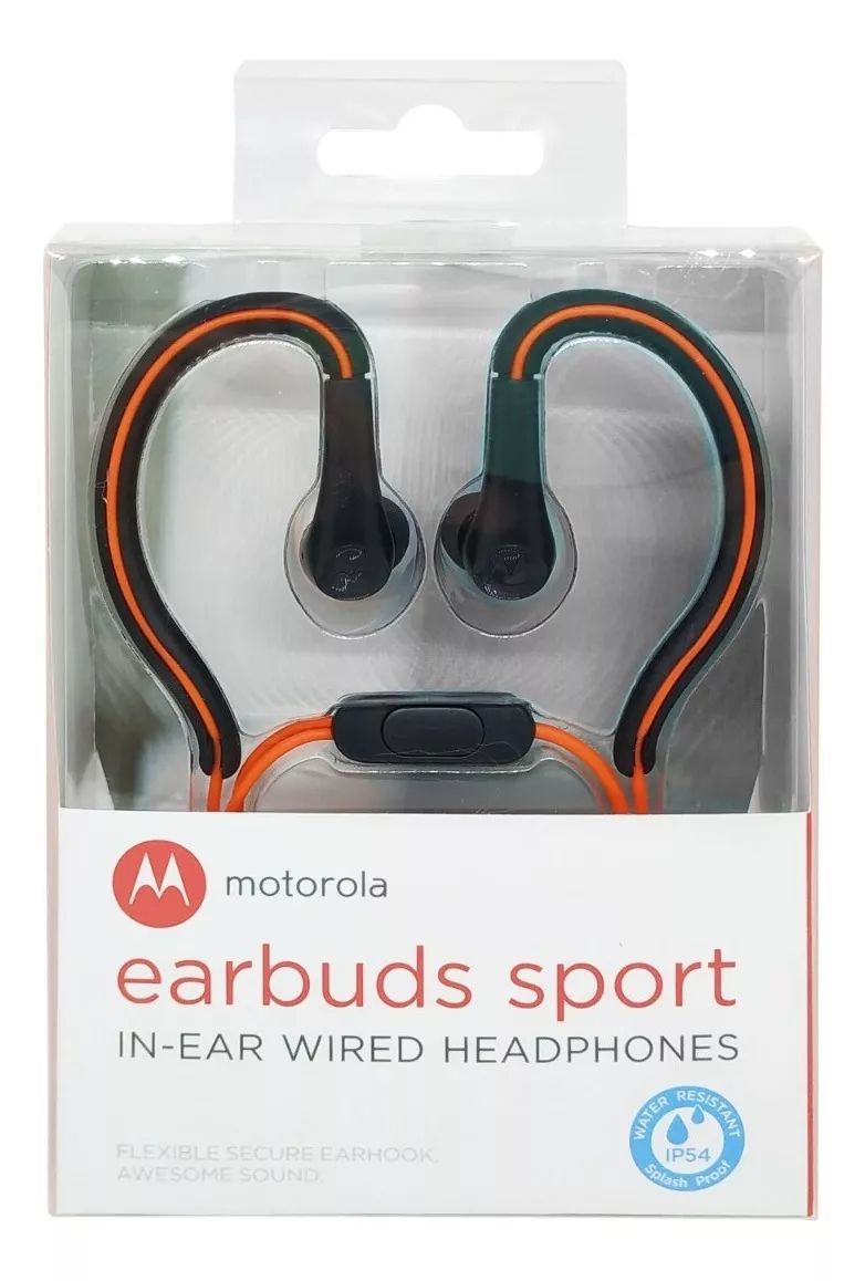 Earbuds Sport hanging and in-ear headphone waterproof microphone - Orange