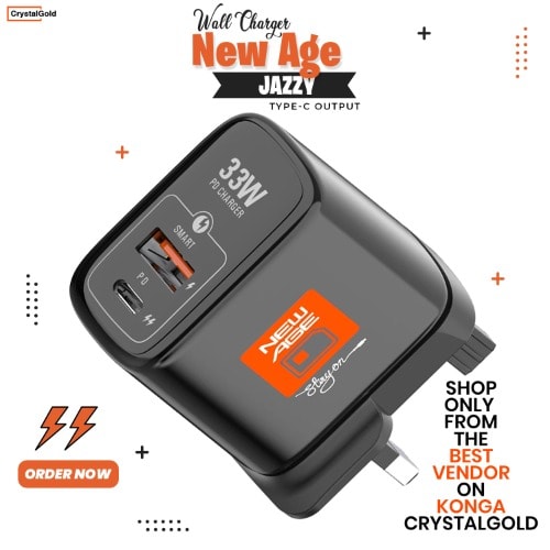 Jazzy Pd Usb-c & Usb-a Output Super Fast Phone Wall Charger - 33W