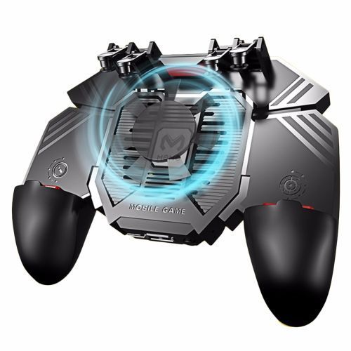 AK77 Six Finger All-in-One Mobile Game Controller With Fans Free Fire Key Button Joystick Gamepad Radiator For PUBG