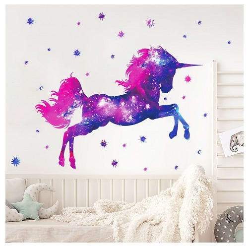 Dreamlike Stars Unicorn Diy Wall Sticker - 73x68cm