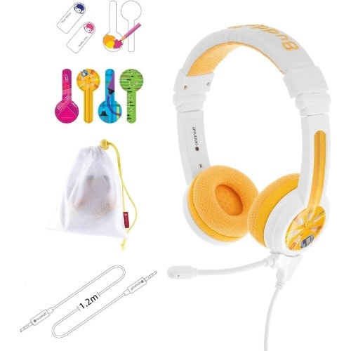 Buddyphones School+ Safe Audio School Headphones For Kids - Yellow