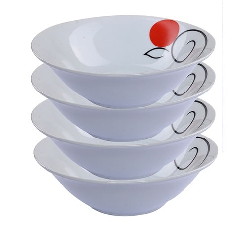 Round Decal Porcelain Bowl Set -4 Pcs