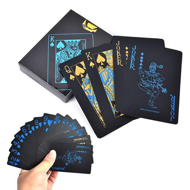 55pcs/set Plastic Pvc Poker Waterproof Black Playing Cards